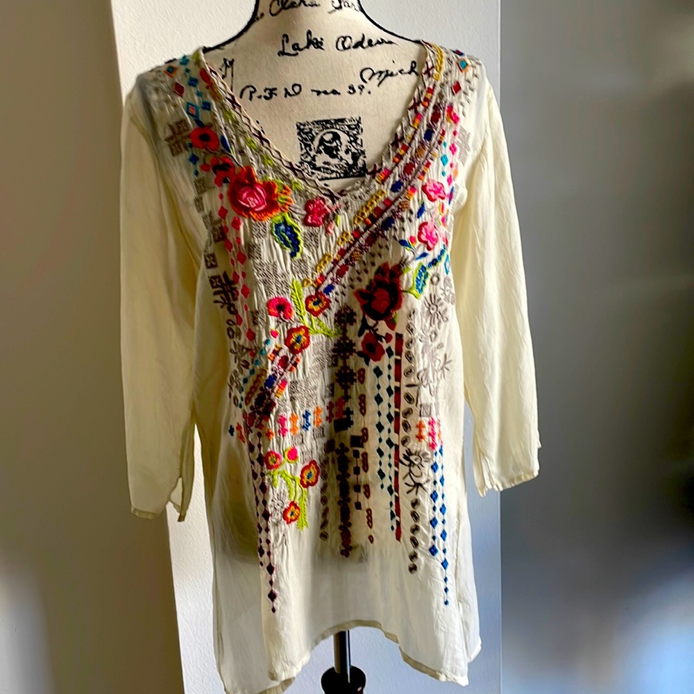 Johnny Was Embroidered Boho top